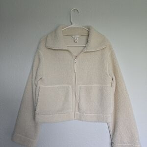 H&M Cream Fleece Jacket – Soft-Core Cozy Layering Piece Size Small